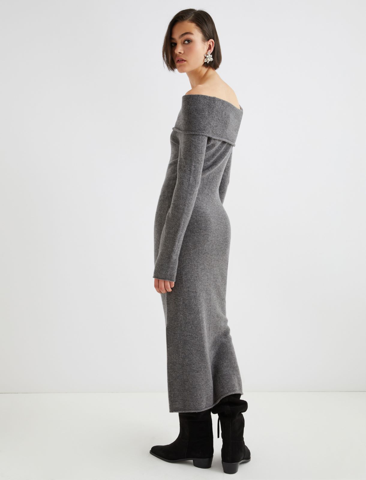 Merino knit dress - MELANGE GREY - Marella - 3