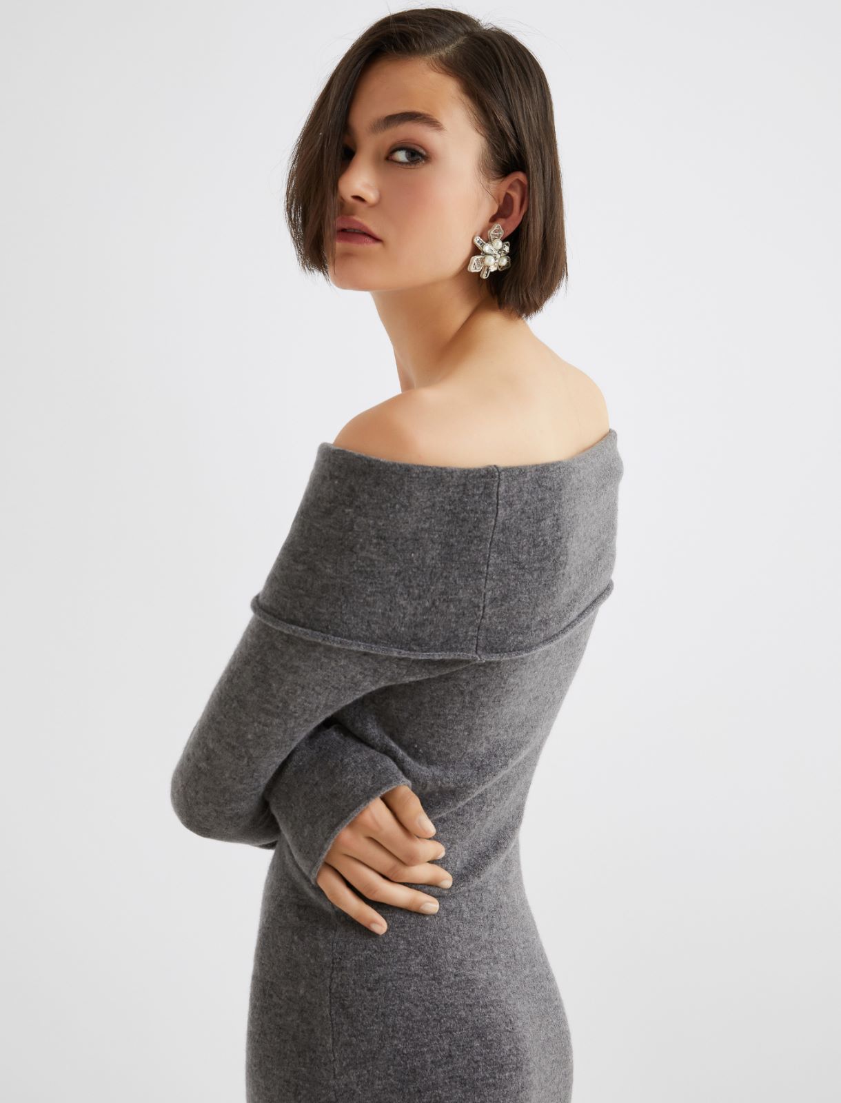 Merino knit dress - MELANGE GREY - Marella - 5