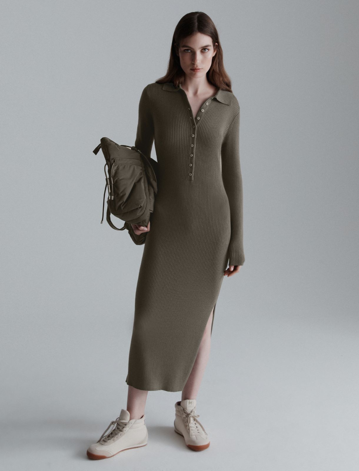 Pure wool polo dress - OLIVE - Marella - 2