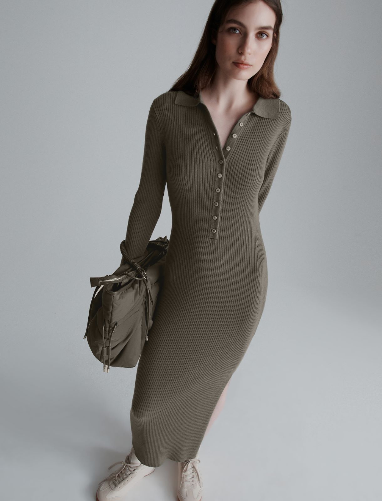 Pure wool polo dress - OLIVE - Marella - 4