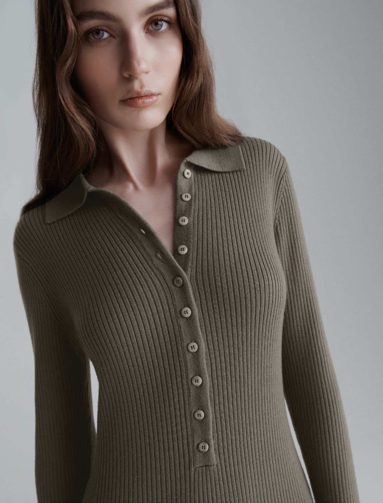 Pure wool polo dress - OLIVE - Marella - 5