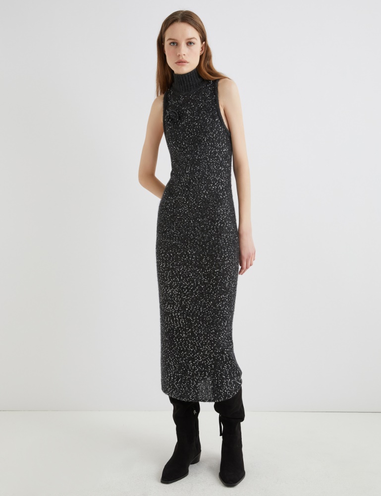 Sleeveless alpaca dress with sequin detail - Marella