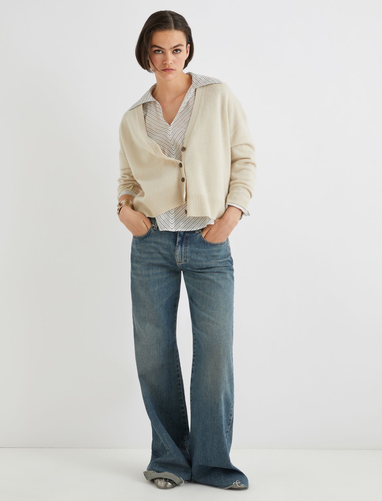 Cashmere-blend cardigan - IVORY - Marella