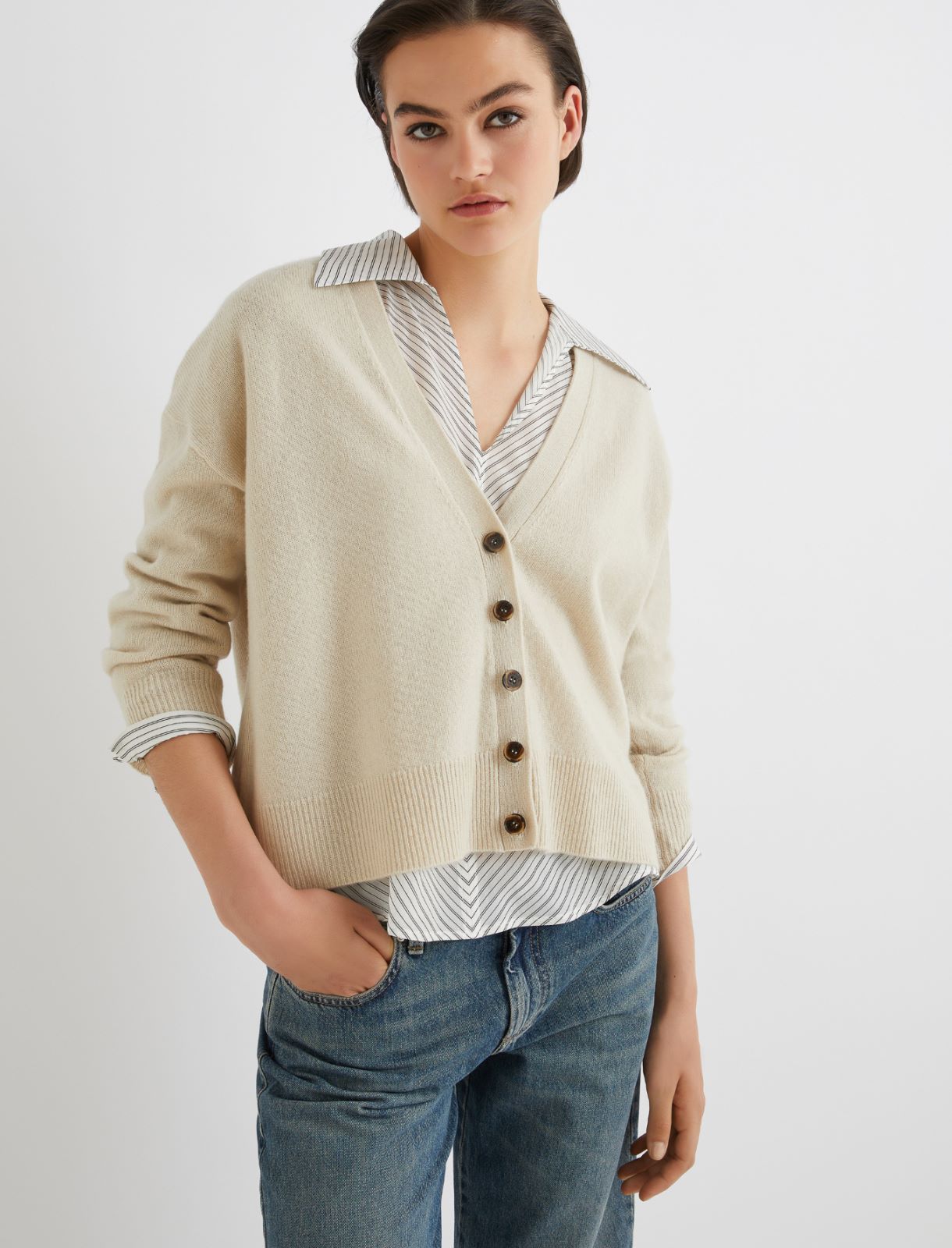 Cashmere-blend cardigan - IVORY - Marella - 3