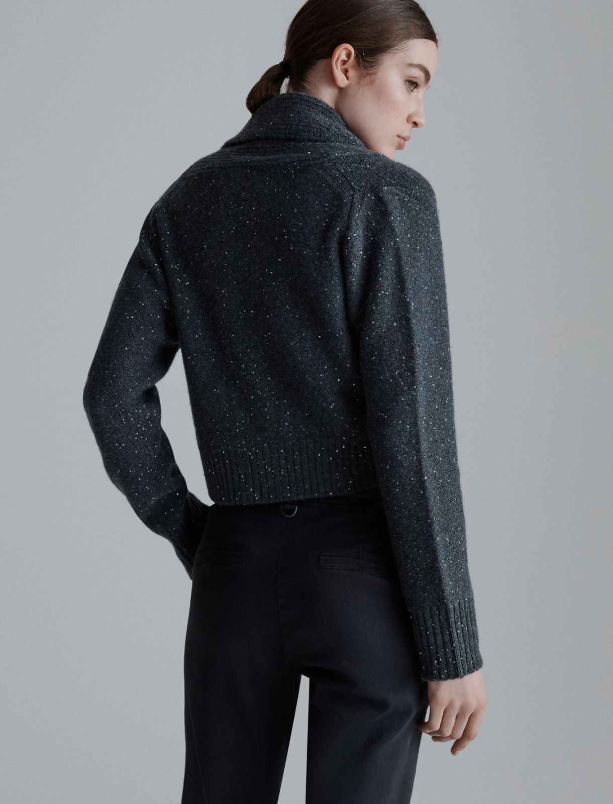 Sequinned cashmere-blend cardigan - DARK GREY - Marella - 3