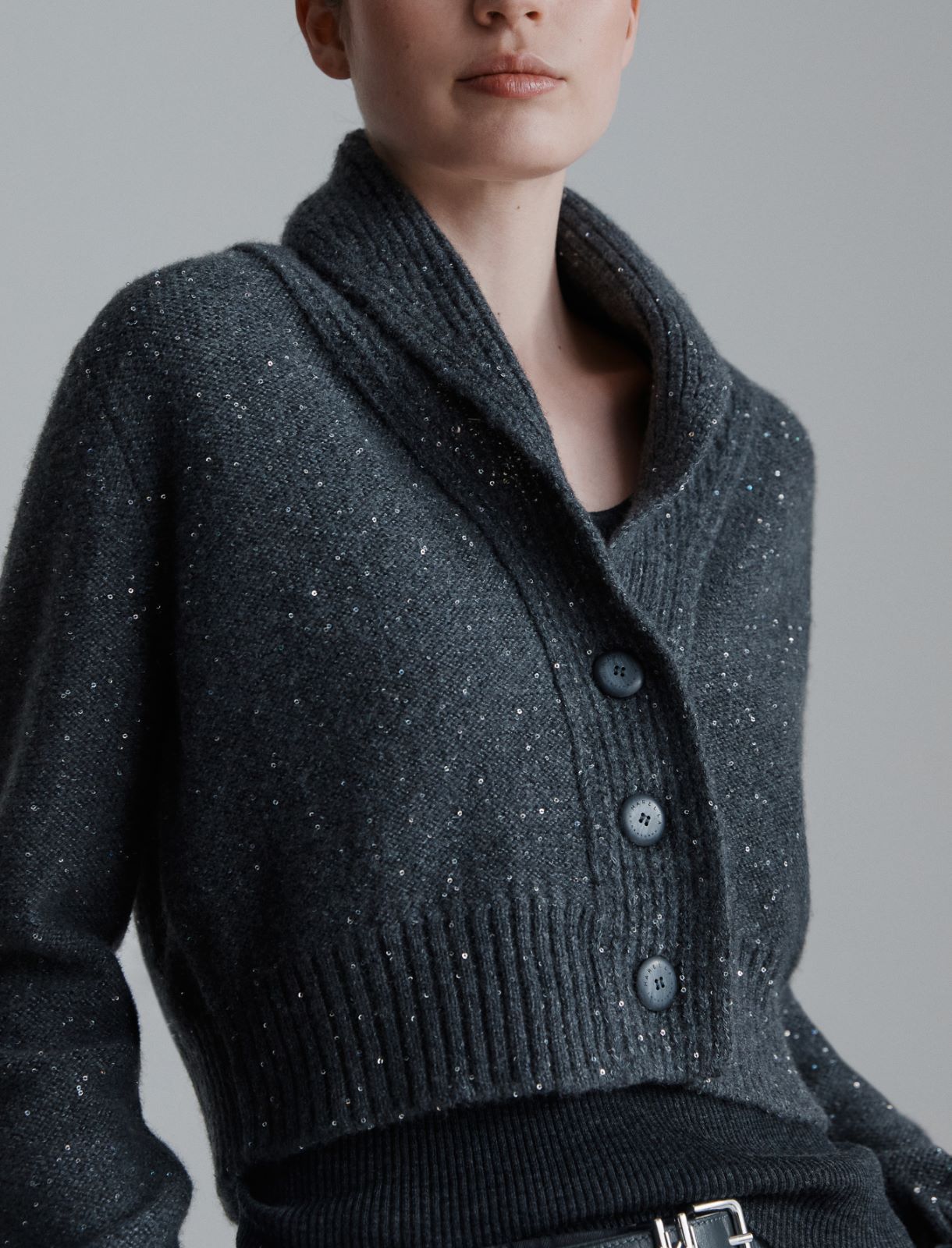 Sequinned cashmere-blend cardigan - DARK GREY - Marella - 5