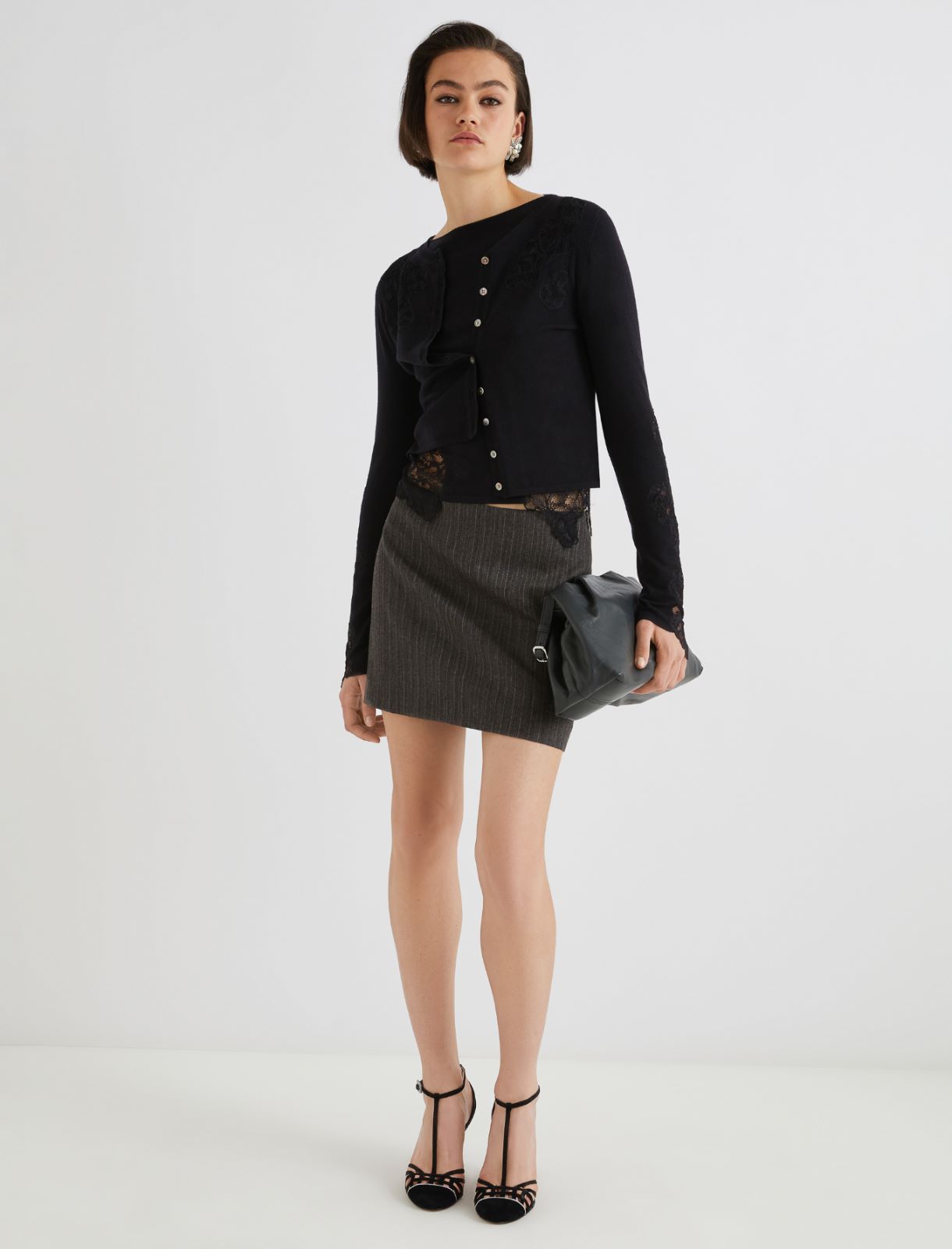 Lace-detail cardigan - BLACK - Marella - 2
