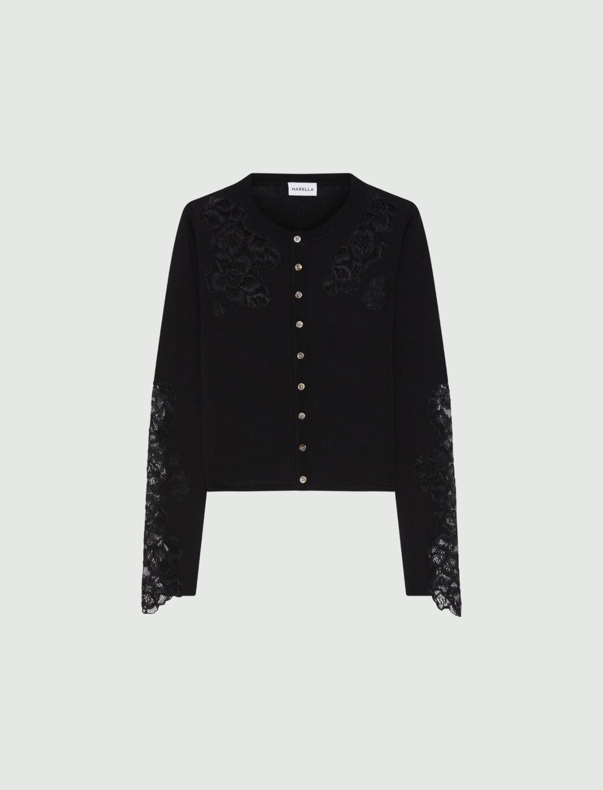 Lace-detail cardigan - BLACK - Marella