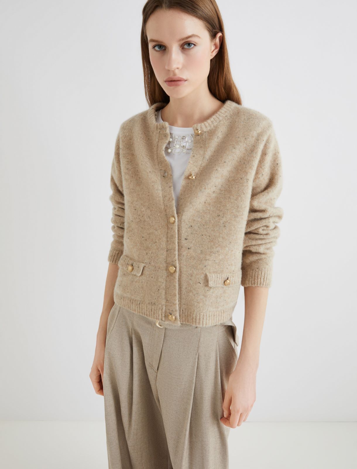 Cardigan with pockets - CAMEL - Marella - 4