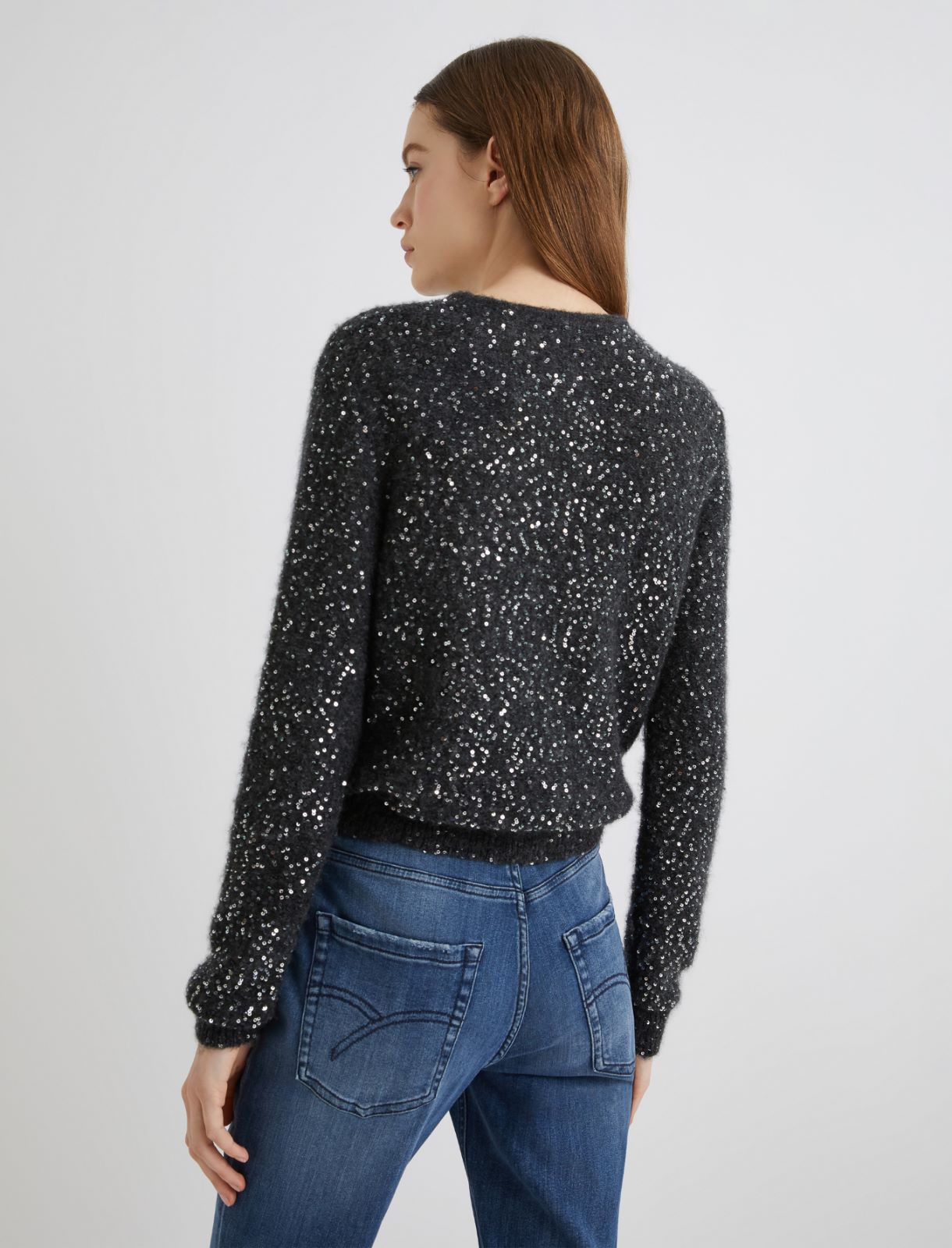 Cardigan in maglia con paillette - GRIGIO MELANGE - Marella - 3