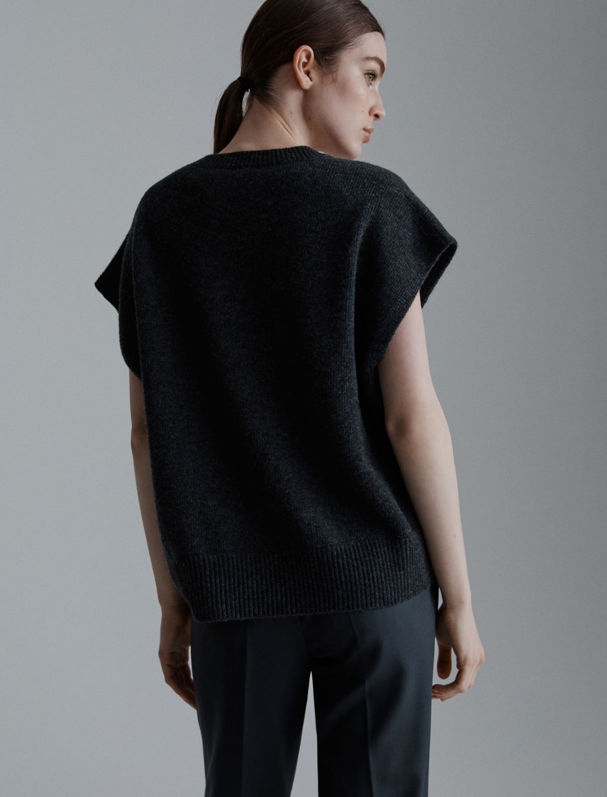 Oversized wool gilet - DARK GREY - Marella - 3