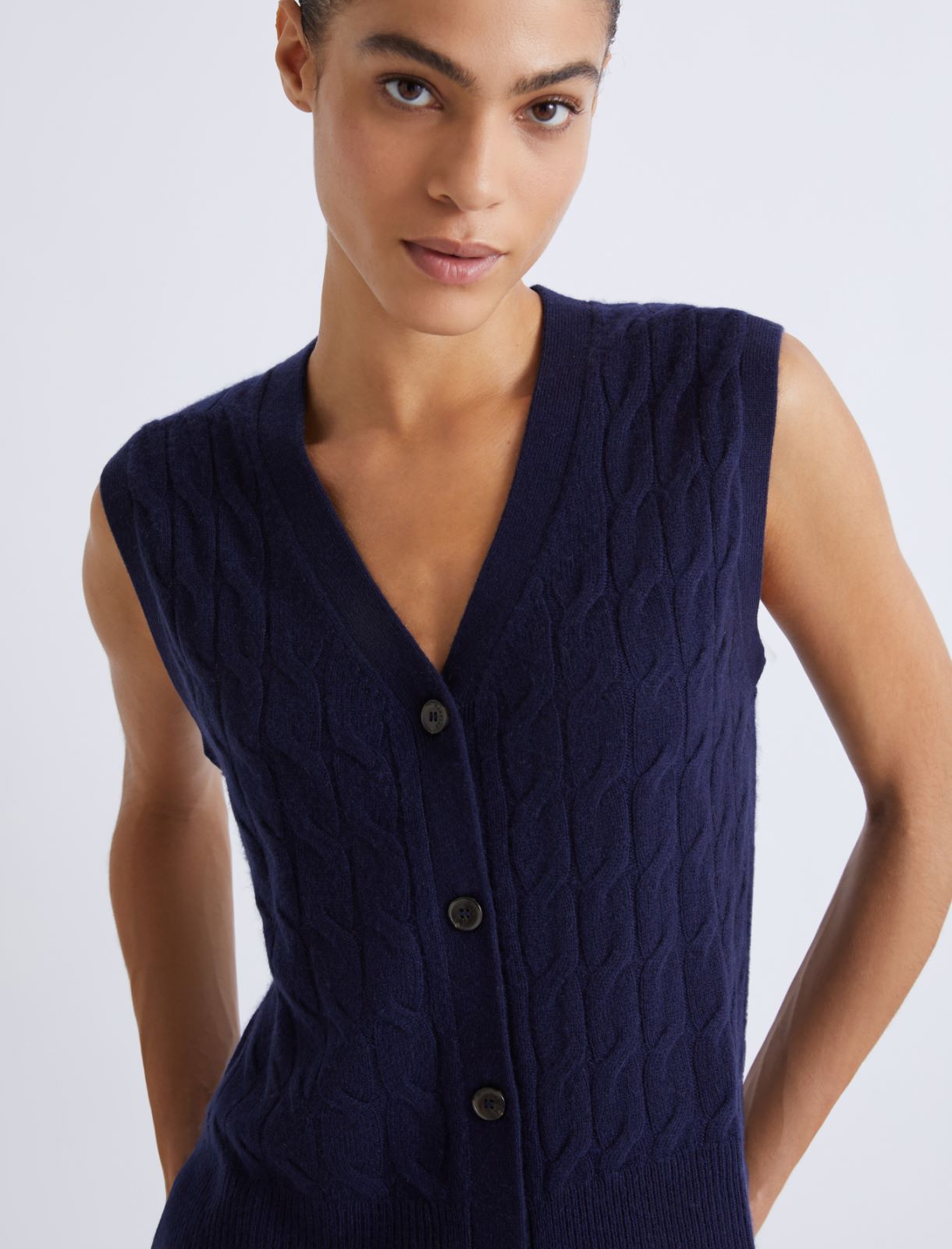 Cashmere-blend gilet - NAVY - Marella - 5