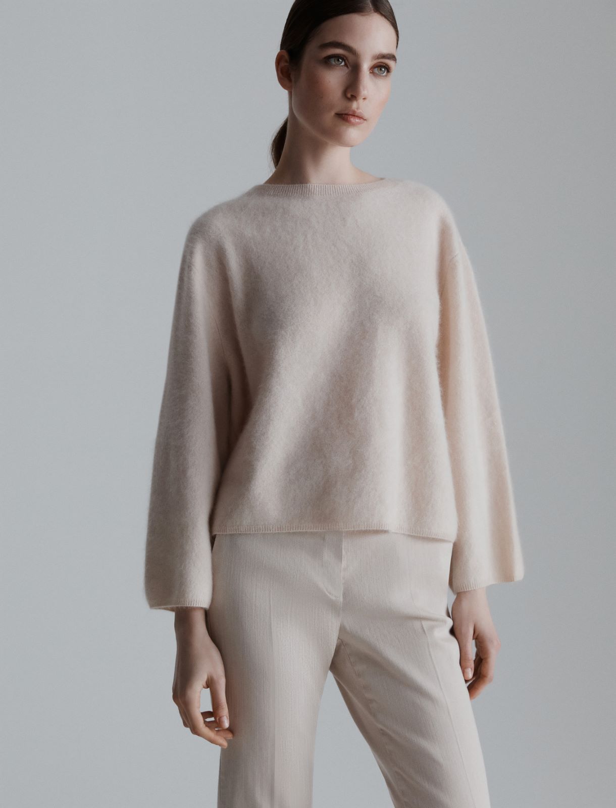 Sweter z mieszanki kaszmiru - KREMOWY - Marella - 3