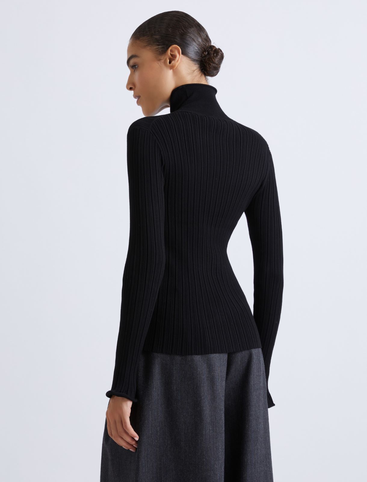 Viscose mock polo-neck sweater - BLACK - Marella - 3