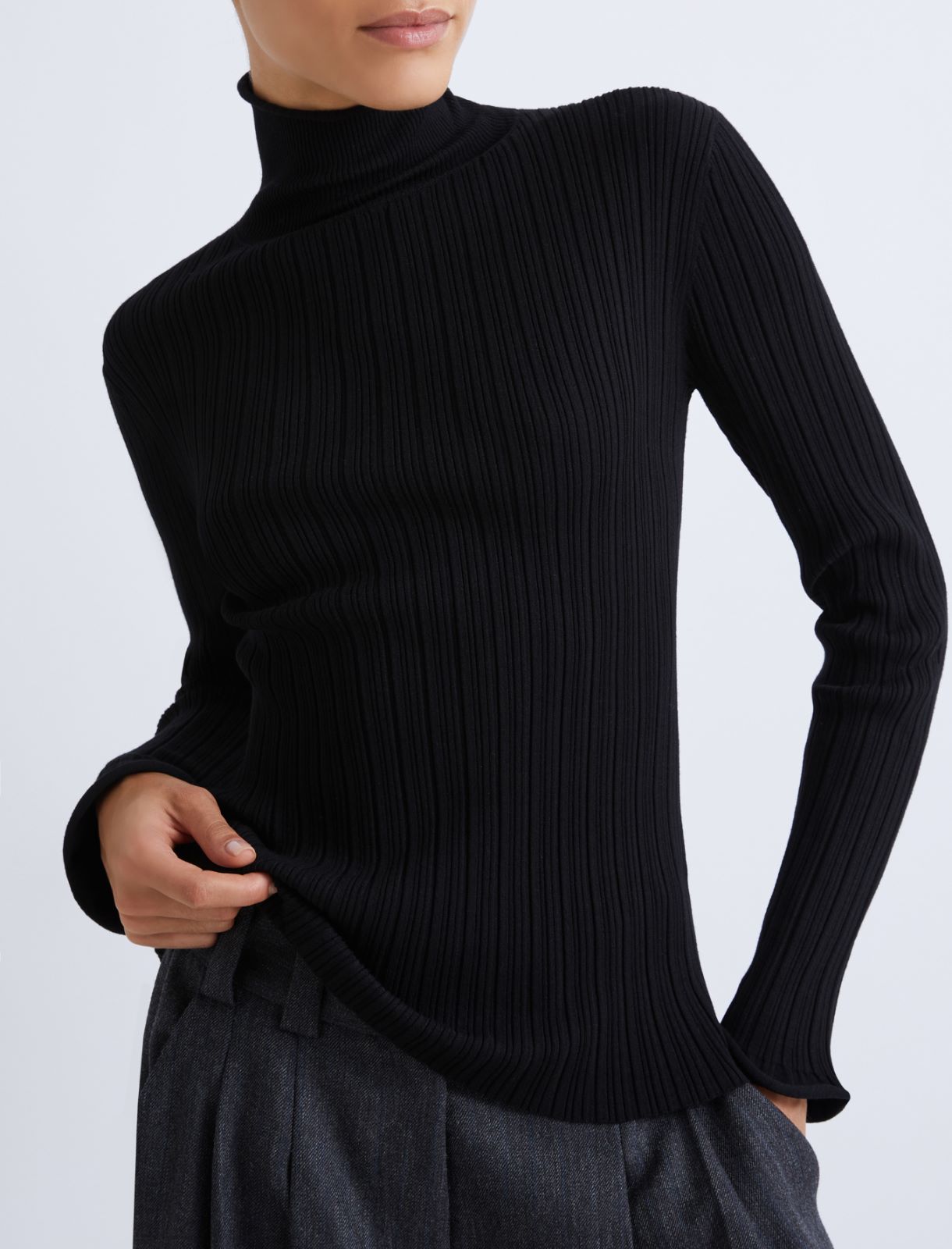 Viscose mock polo-neck sweater - BLACK - Marella - 5