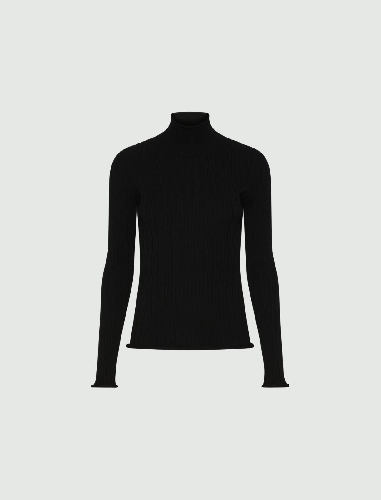 Viscose mock polo-neck sweater - BLACK - Marella