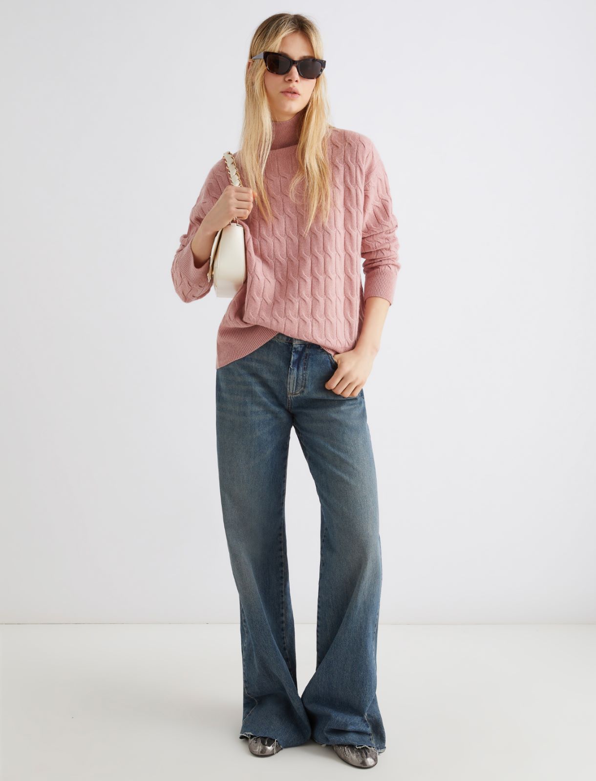 Cashmere-blend mock polo-neck sweater - PINK - Marella - 2
