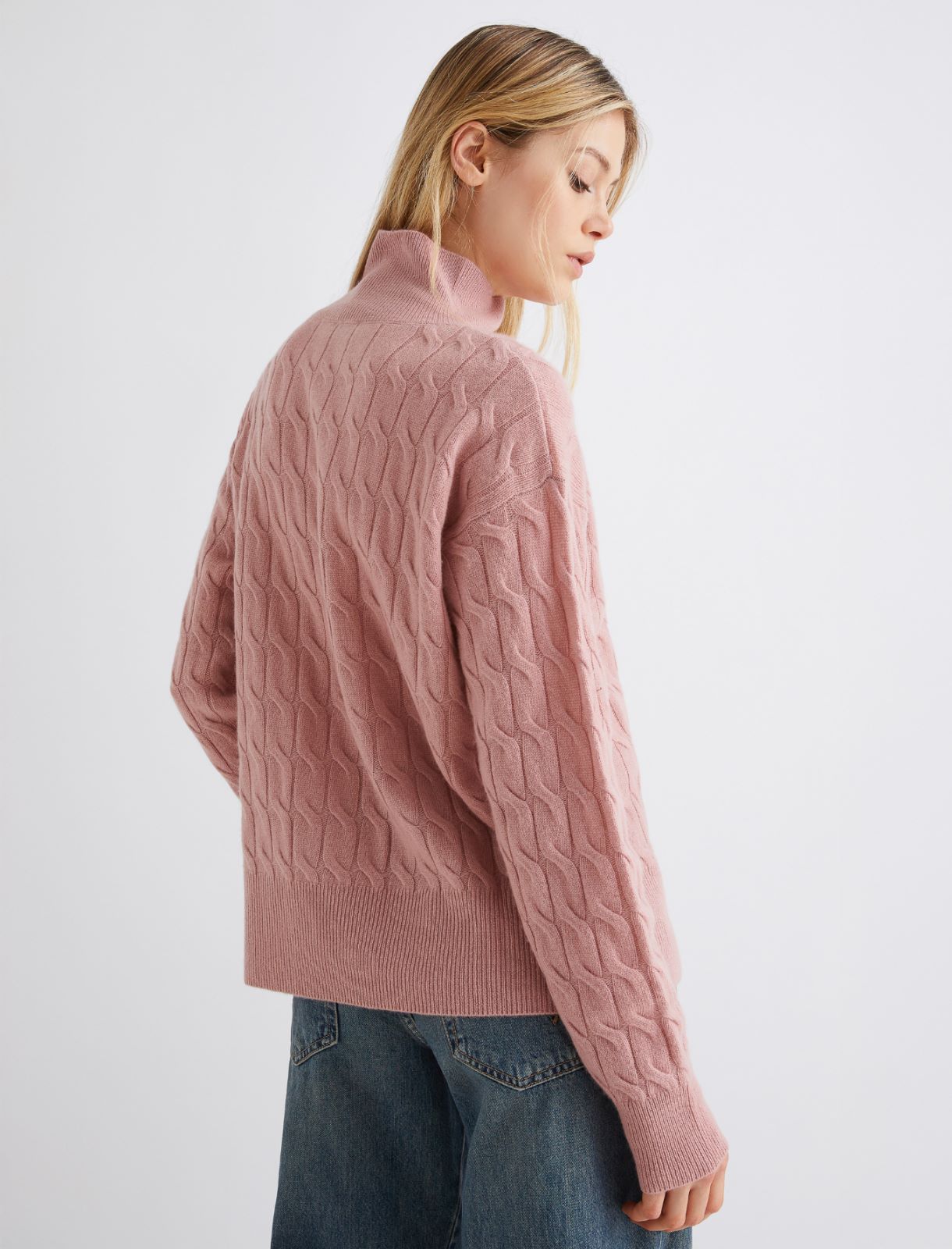 Cashmere-blend mock polo-neck sweater - PINK - Marella - 3