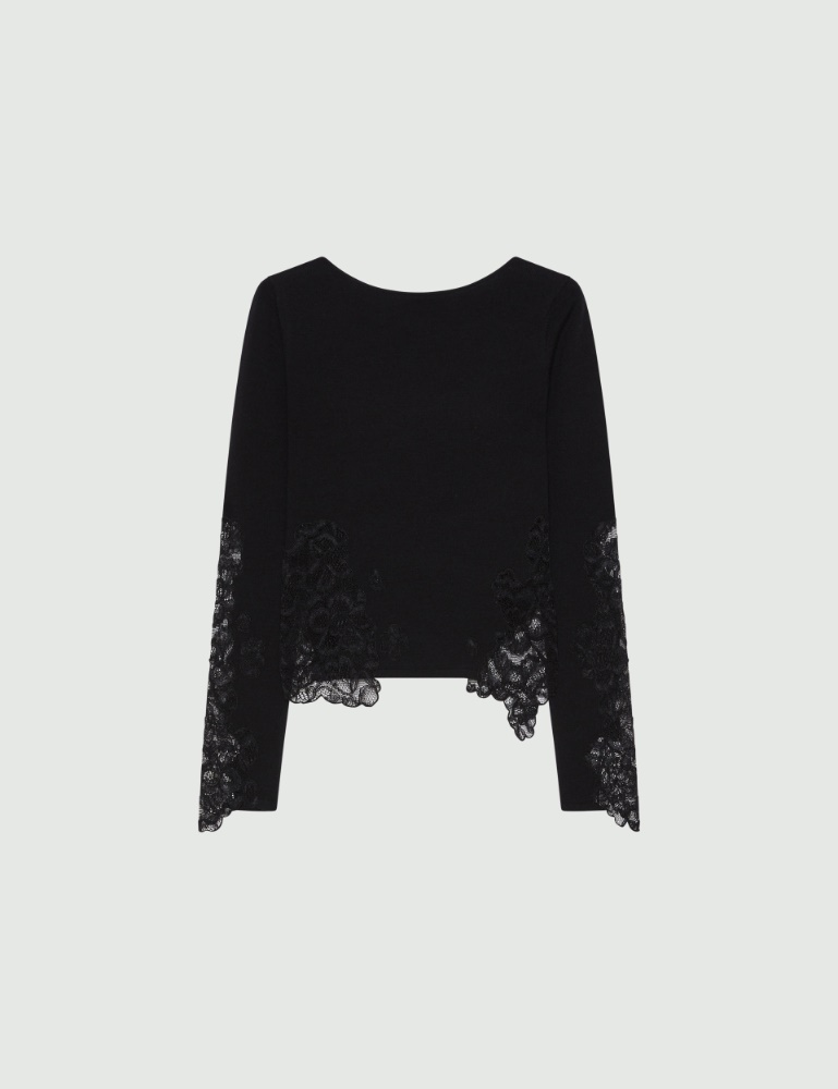 Lace-adorned snug-fit sweater - Marella