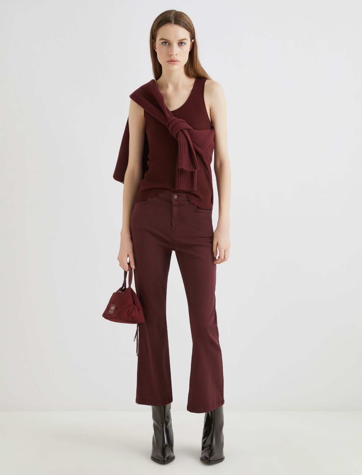 Ultra-lightweight wool vest top - BORDEAUX - Marella