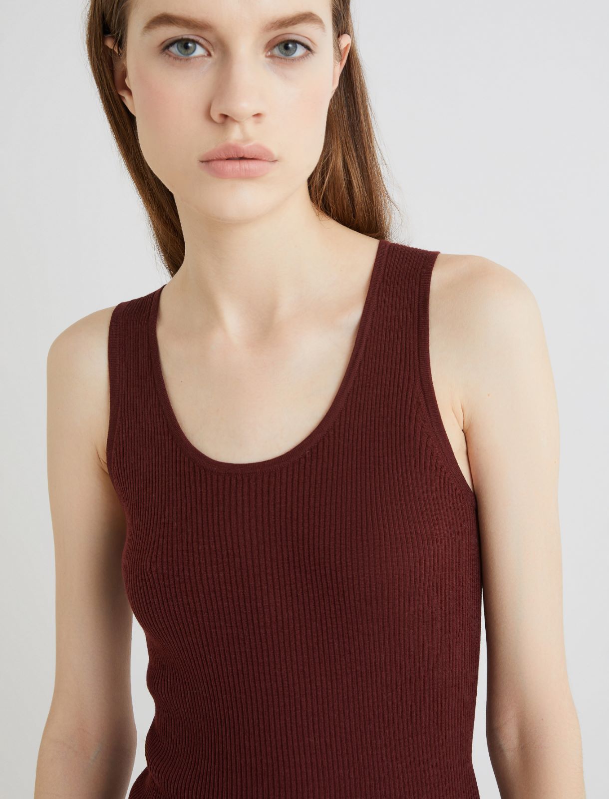 Ultra-lightweight wool vest top - BORDEAUX - Marella - 4