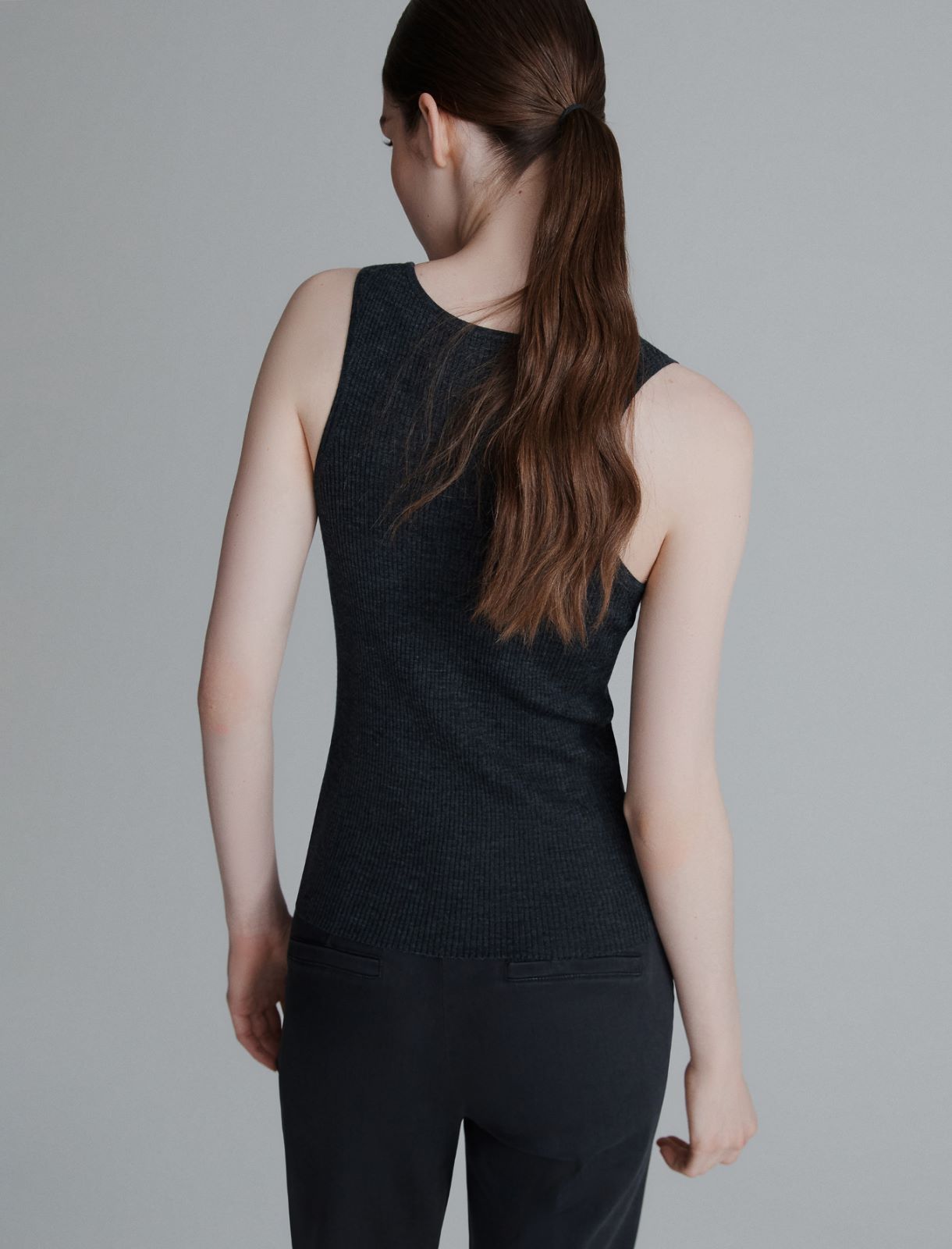 Ultra-lightweight wool vest top - DARK GREY - Marella - 3