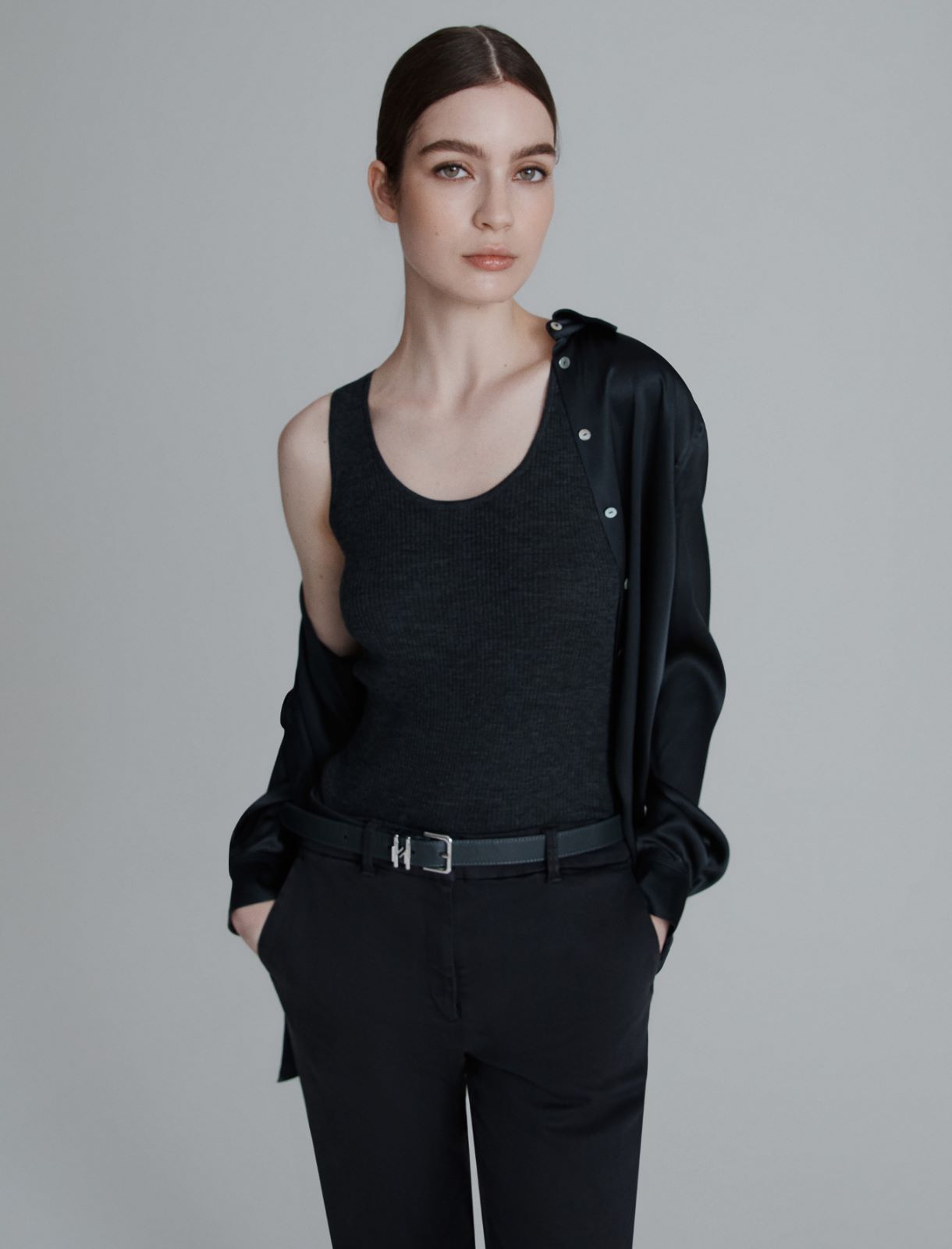 Ultra-lightweight wool vest top - DARK GREY - Marella - 4