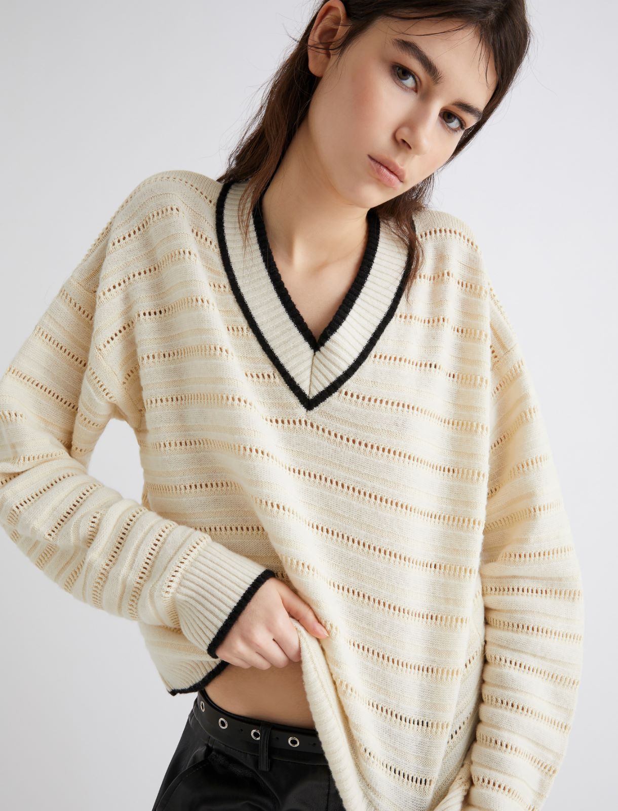 Pull en laine et cachemire - BLANC - Marella - 4