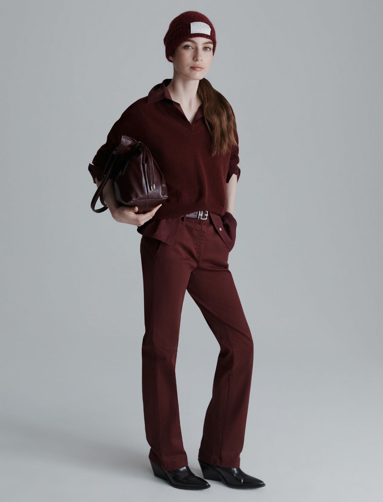 Pure cashmere V-neck sweater - BORDEAUX - Marella - 2