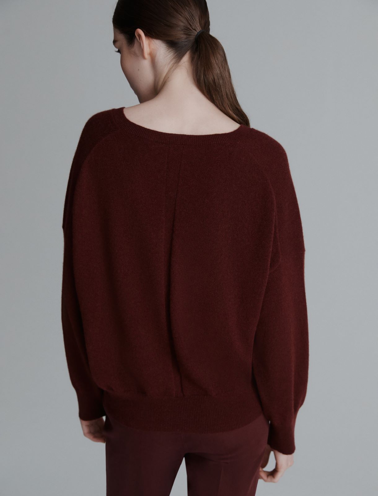 Pure cashmere V-neck sweater - BORDEAUX - Marella - 3
