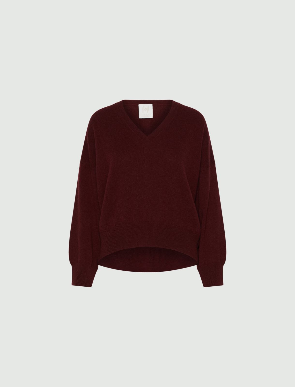 Pure cashmere V-neck sweater - BORDEAUX - Marella
