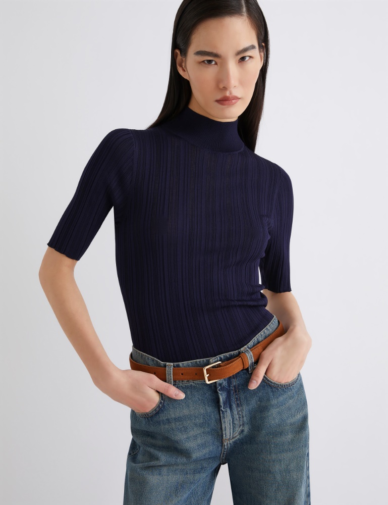 Short-sleeved mock polo-neck sweater - Marella