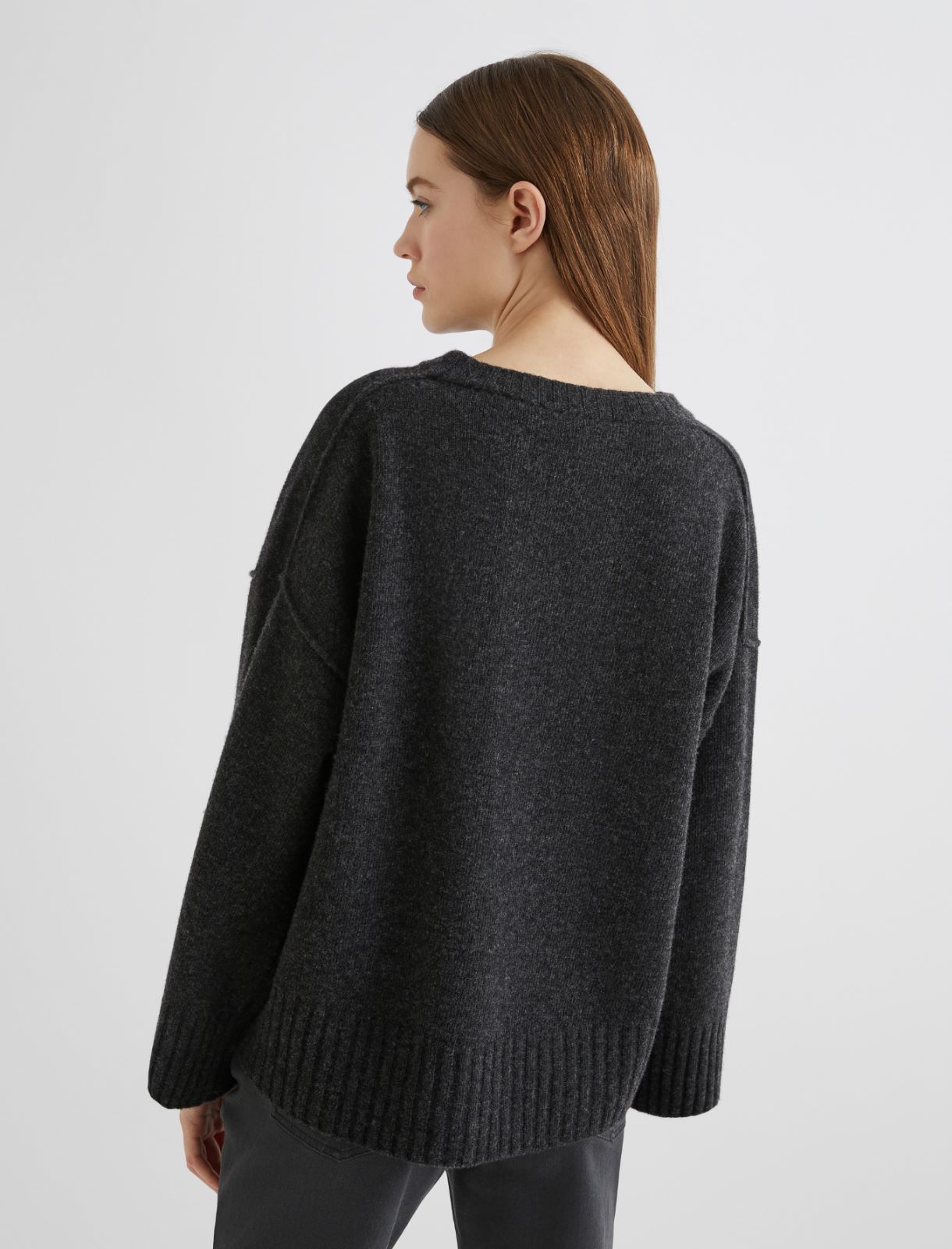 Pure wool crew-neck sweater - DARK GREY - Marella - 3