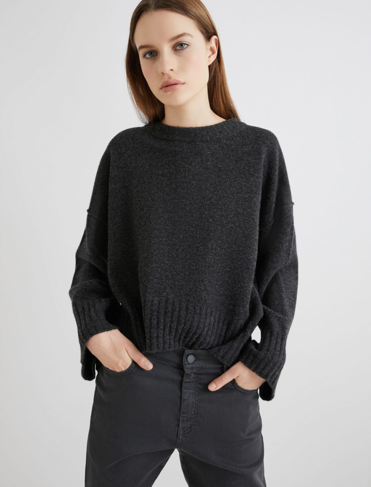 Pure wool crew-neck sweater - DARK GREY - Marella - 4