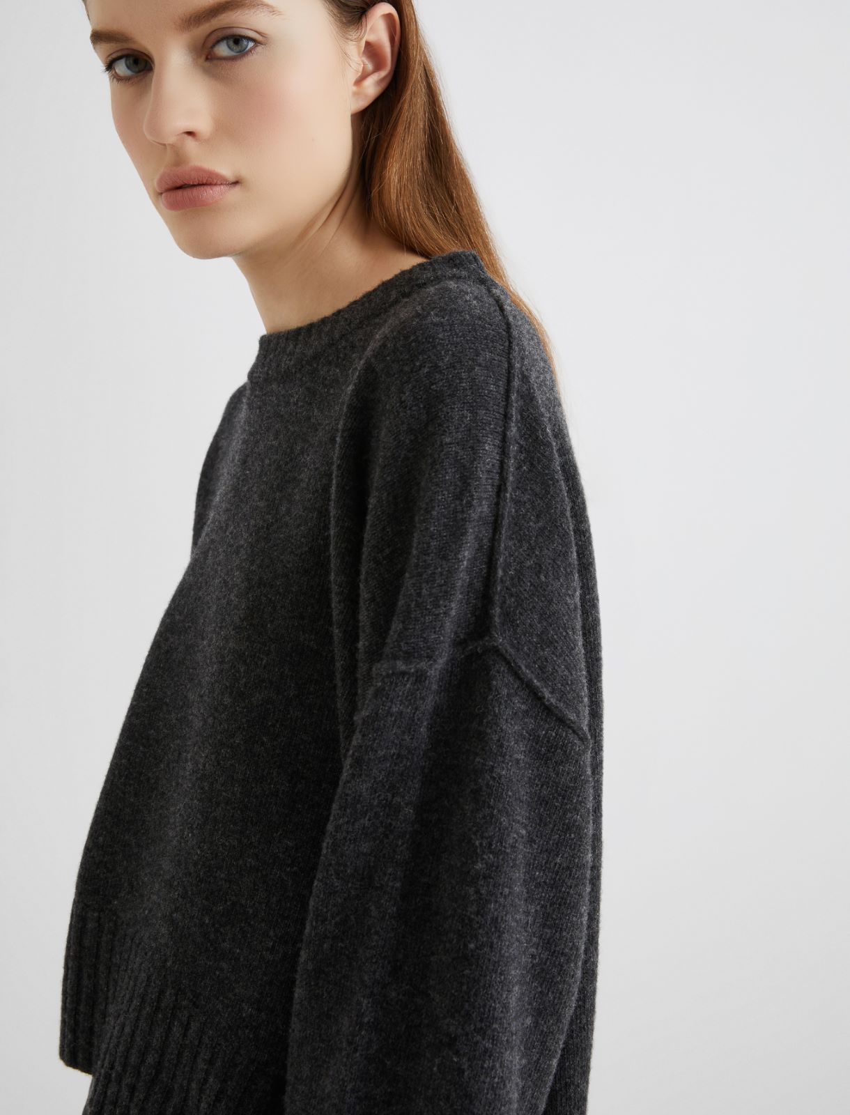 Pure wool crew-neck sweater - DARK GREY - Marella - 5