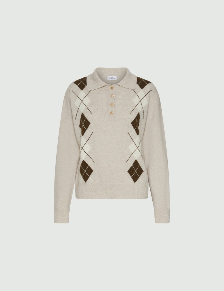 Inlay-detail polo-neck sweater - Marella