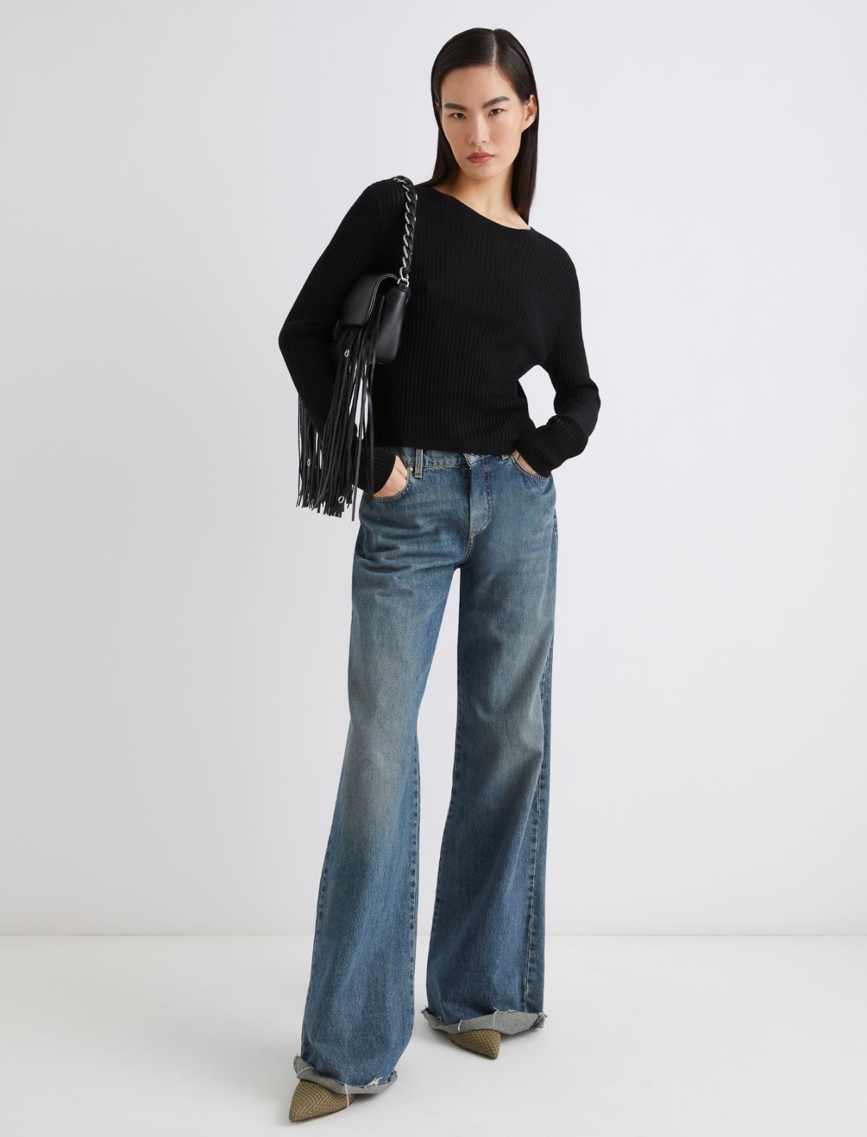 Rib-knit ultra-light sweater - BLACK - Marella - 2