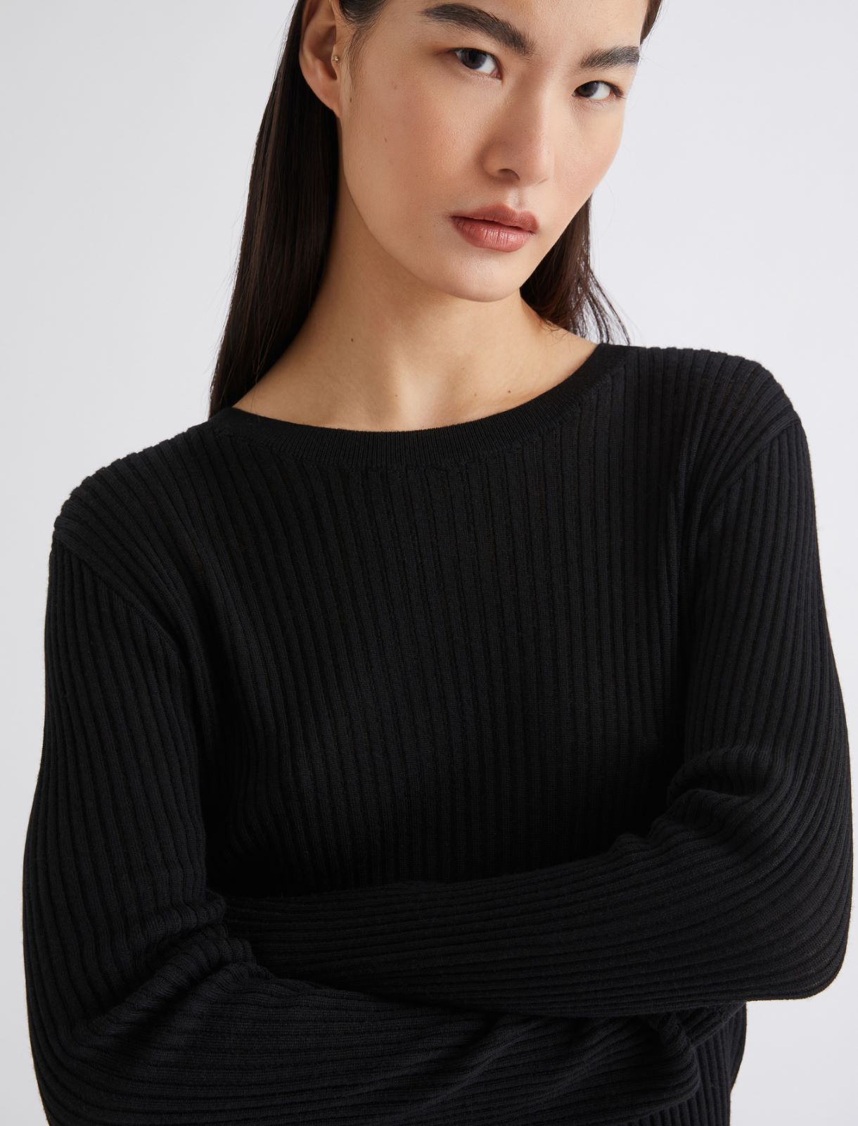 Rib-knit ultra-light sweater - BLACK - Marella - 5