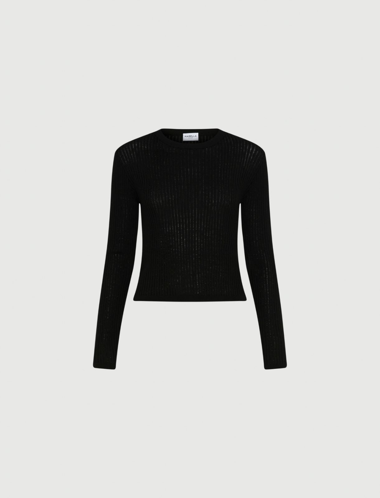 Rib-knit ultra-light sweater - BLACK - Marella