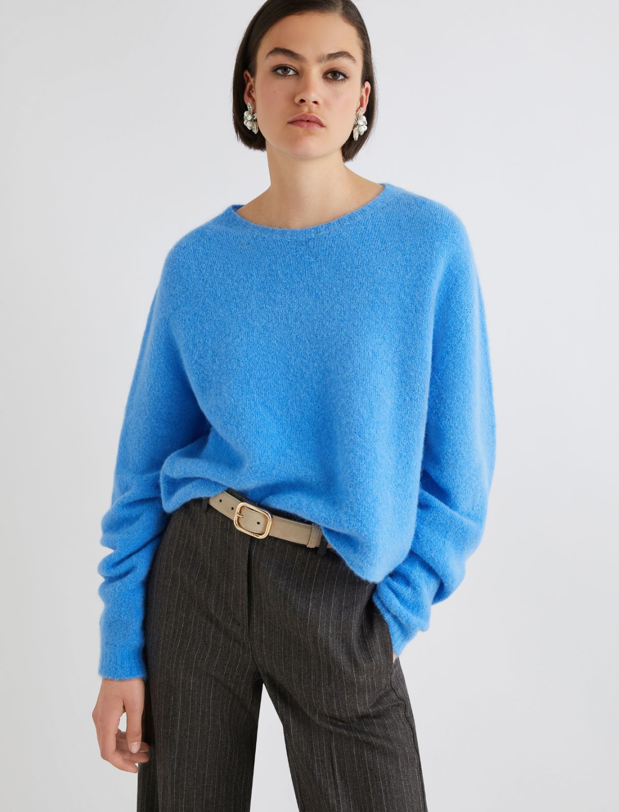 Stretch alpaca crew-neck sweater - LIGHT BLUE - Marella - 4