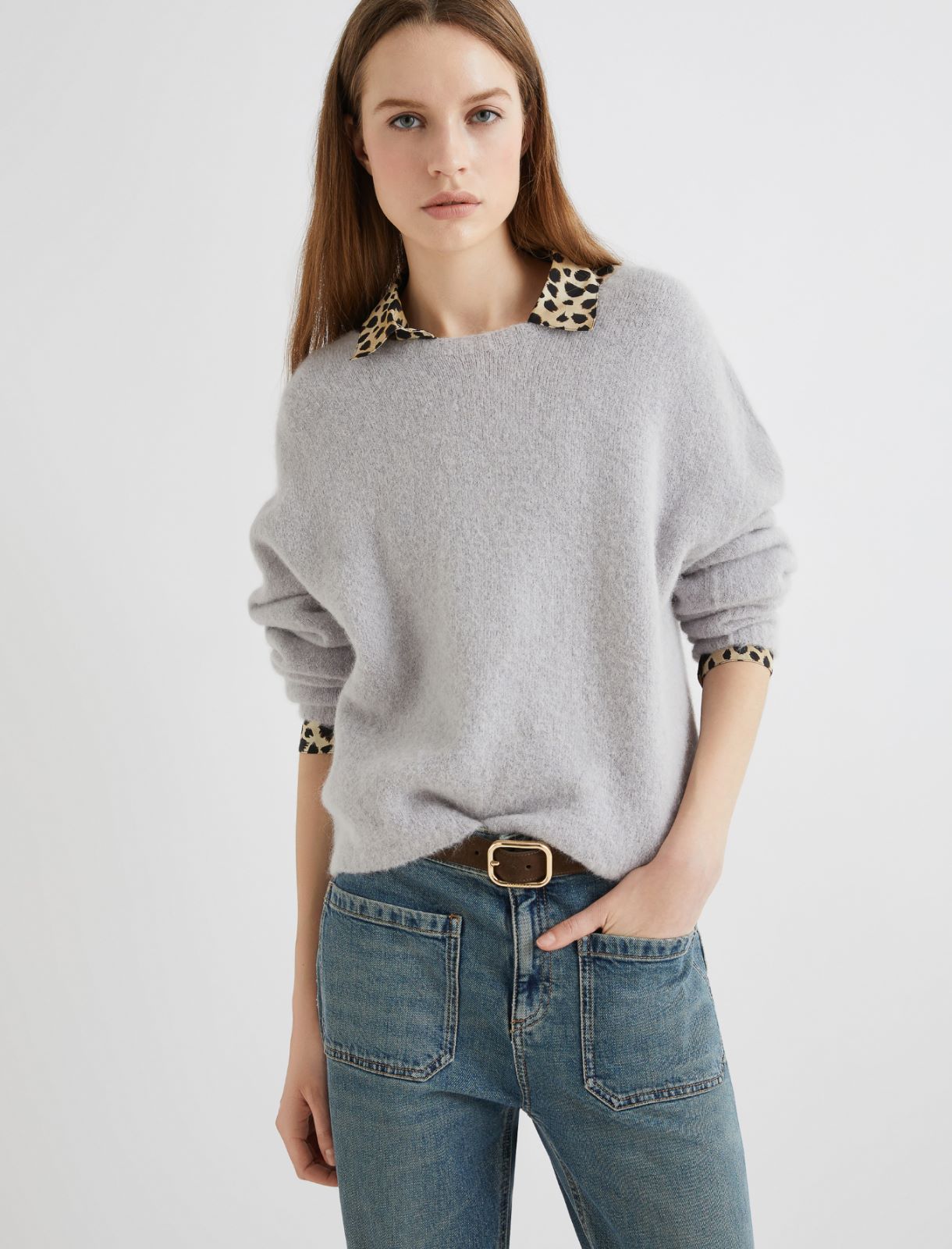 Stretch alpaca crew-neck sweater - PEARL - Marella - 4