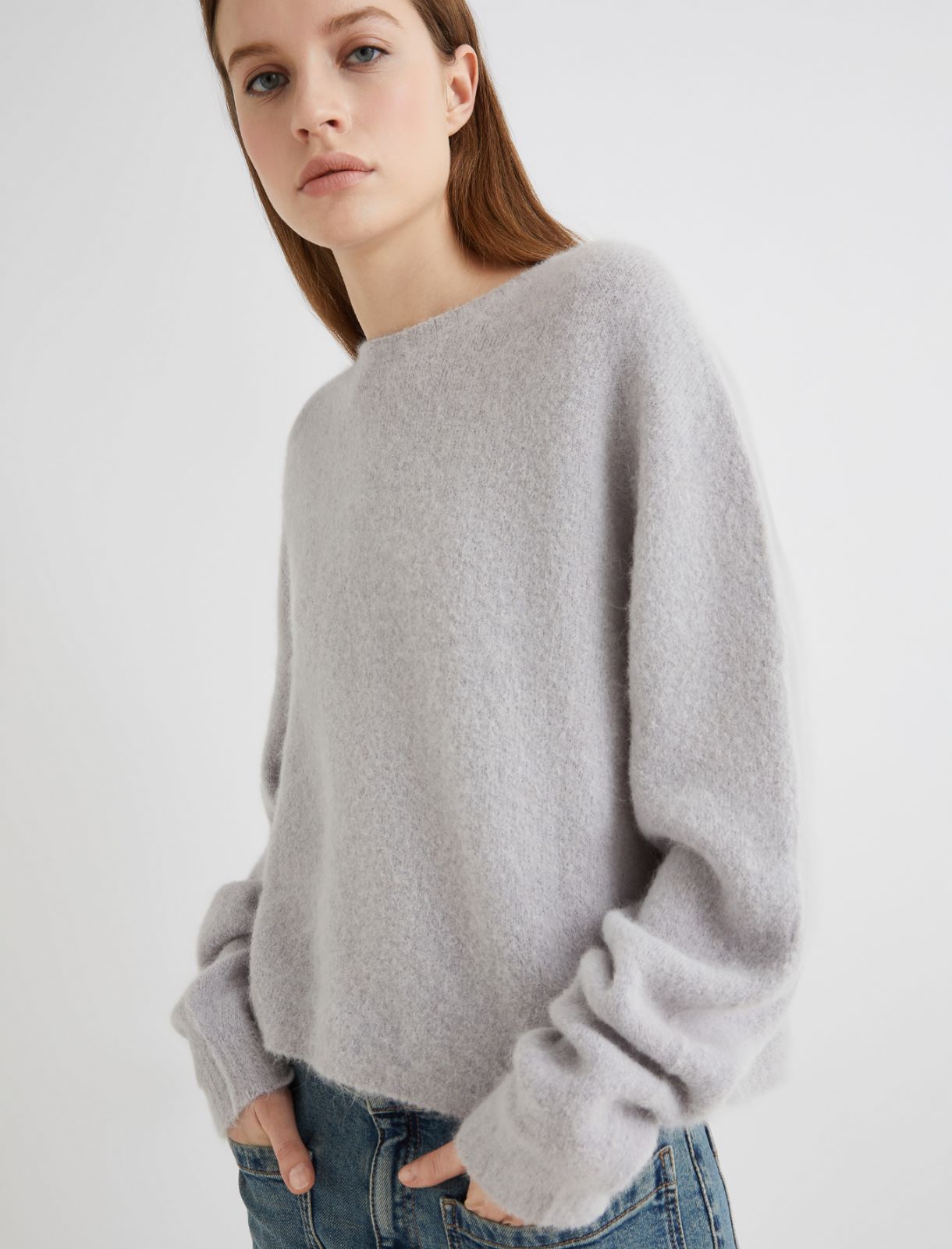 Stretch alpaca crew-neck sweater - PEARL - Marella - 5