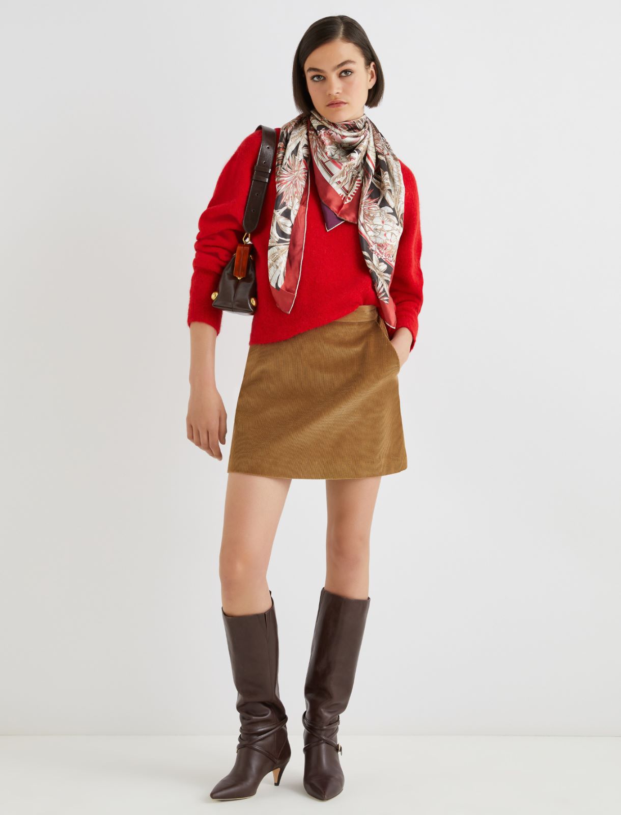 Stretch alpaca crew-neck sweater - RED - Marella - 2