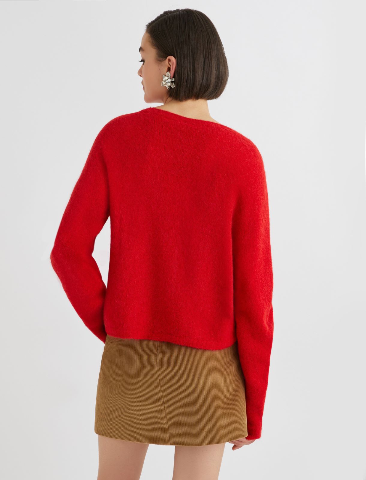Stretch alpaca crew-neck sweater - RED - Marella - 3