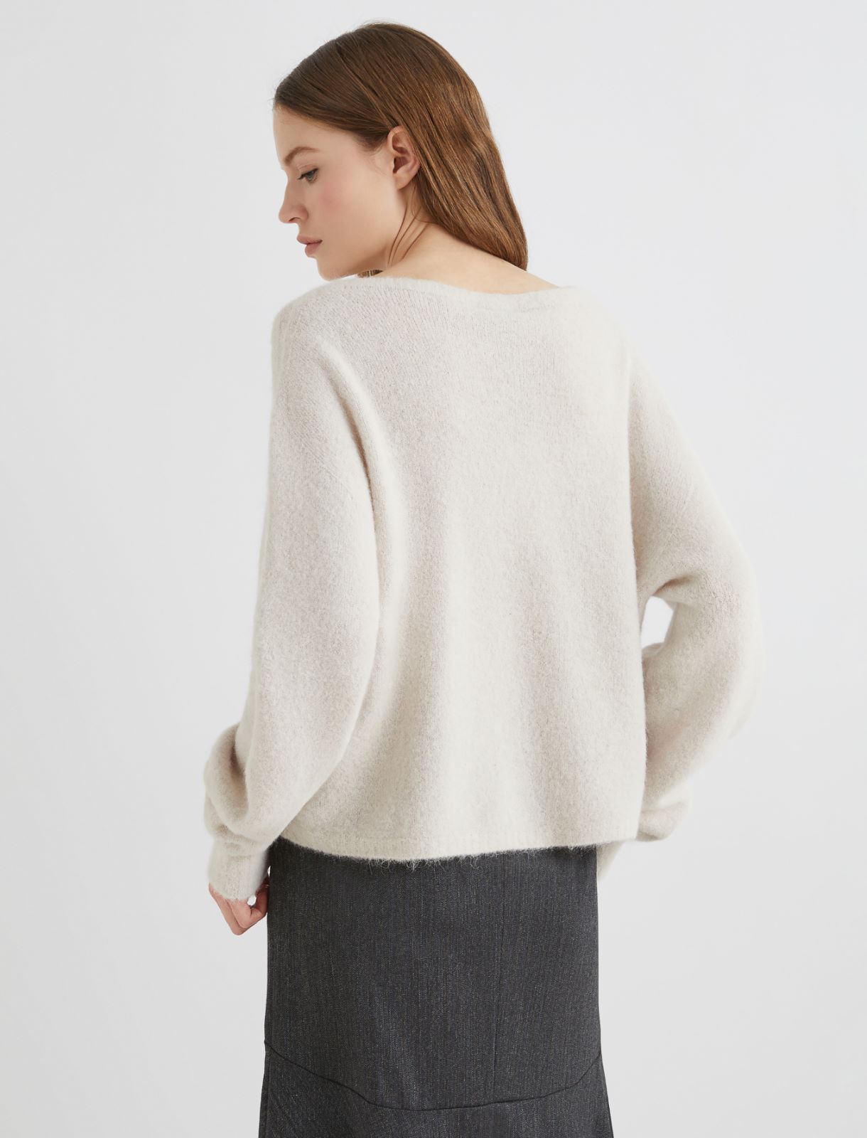 Stretch alpaca crew-neck sweater - NATURAL - Marella - 2