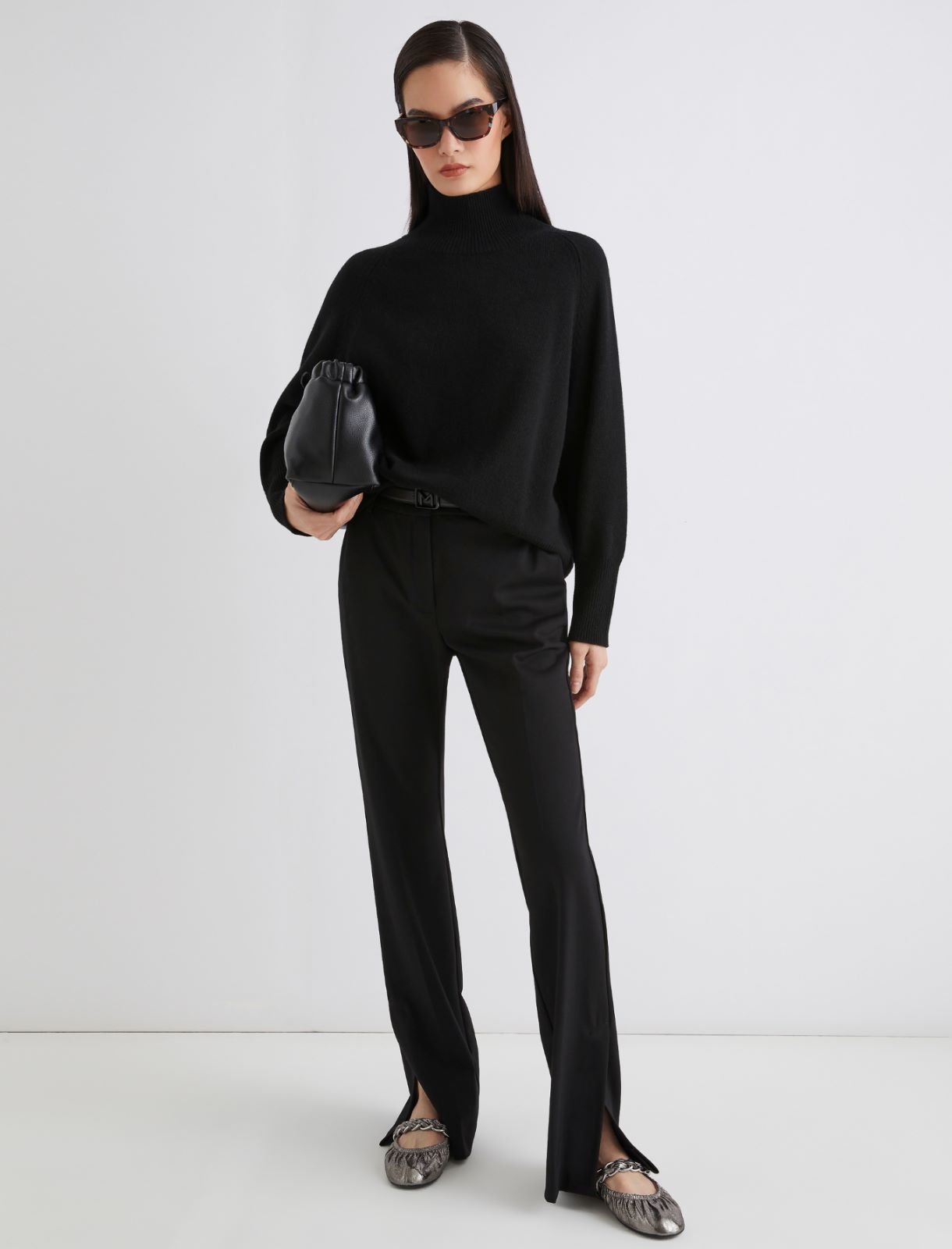 Oversized wool and cashmere sweater - BLACK - Marella
