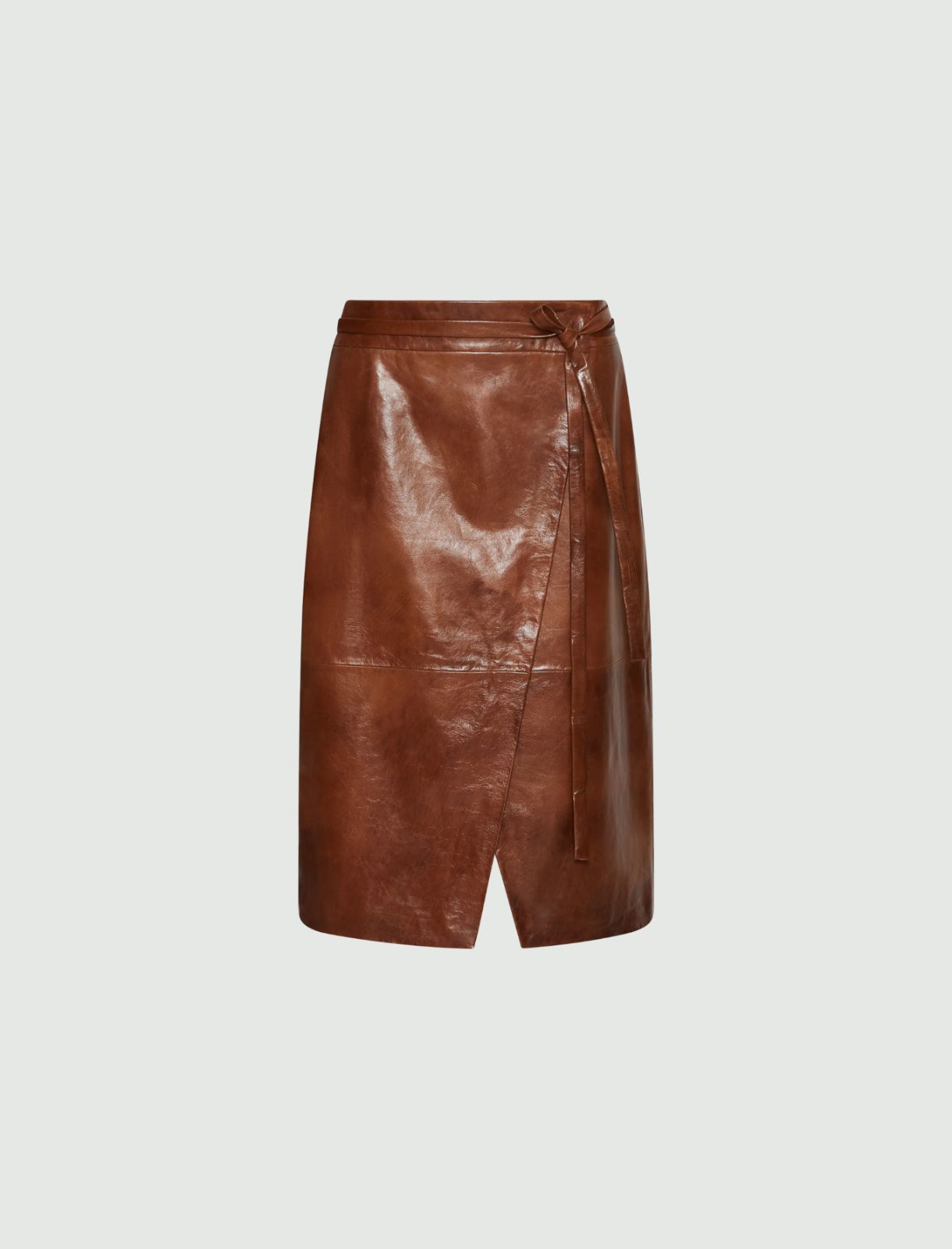 Nappa leather wrap skirt - BROWN - Marella