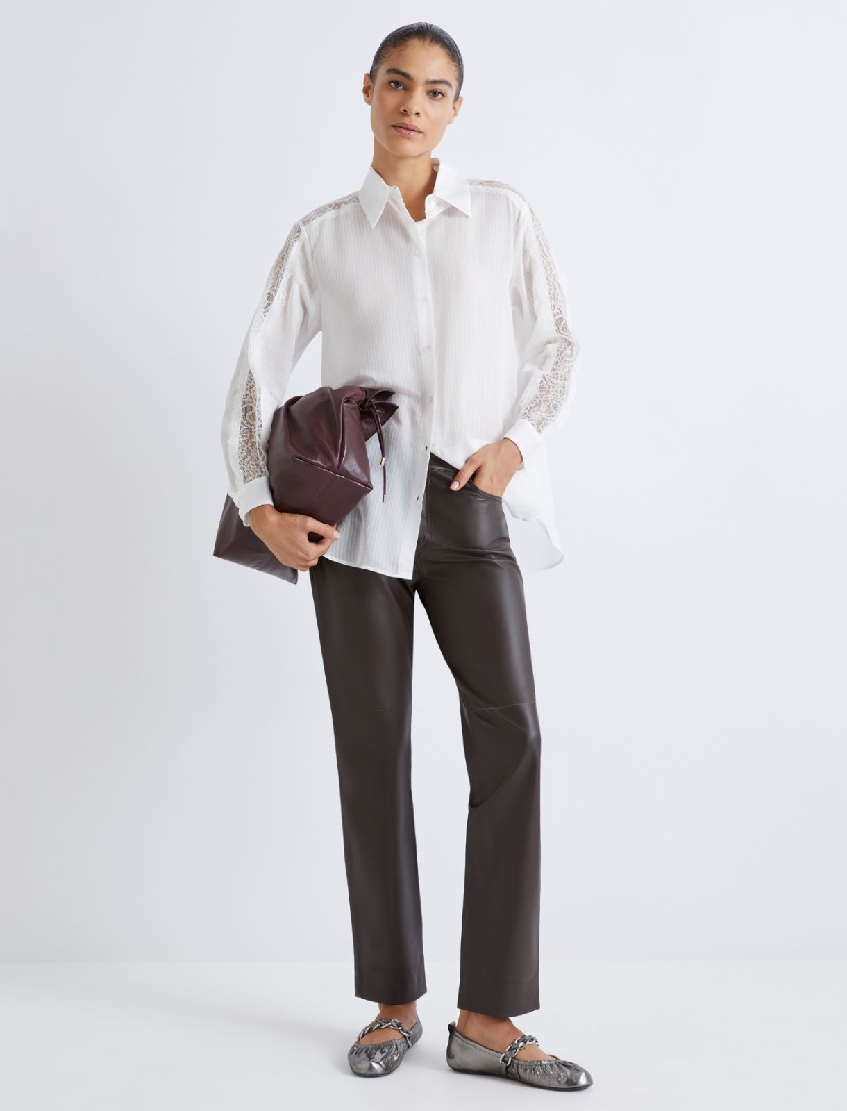 5-pocket leather trousers - BROWN - Marella - 2