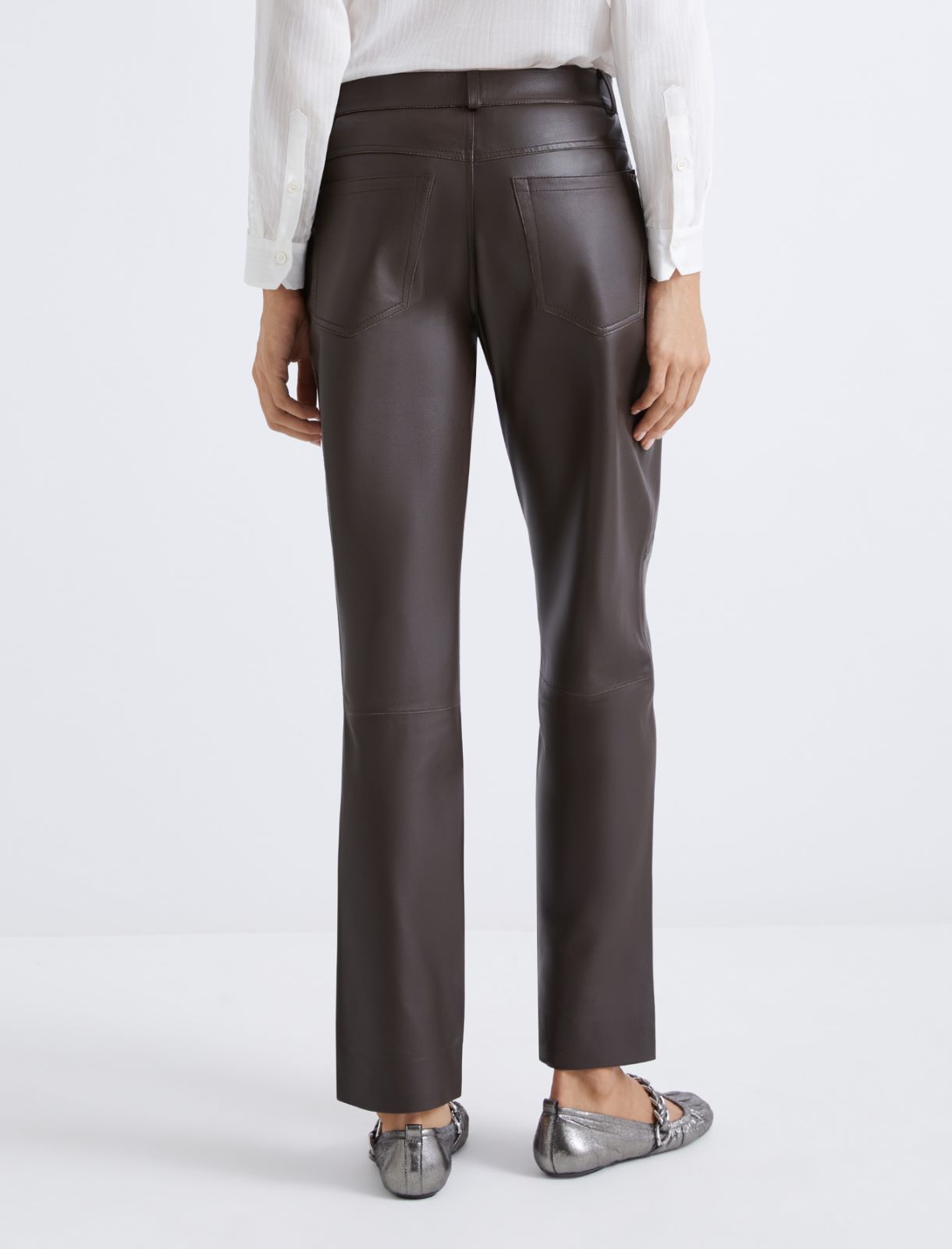 5-pocket leather trousers - BROWN - Marella - 3
