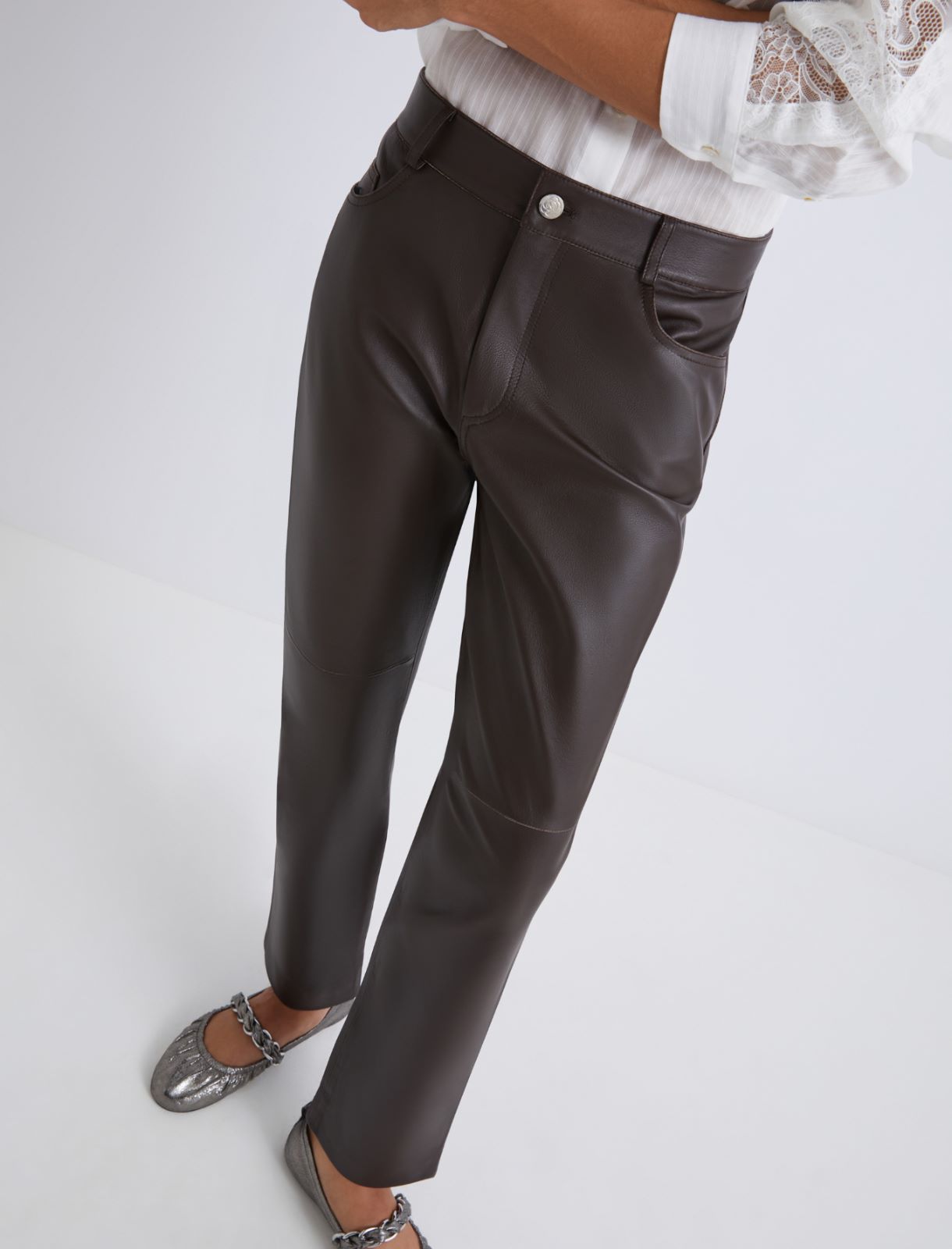 5-pocket leather trousers - BROWN - Marella - 5